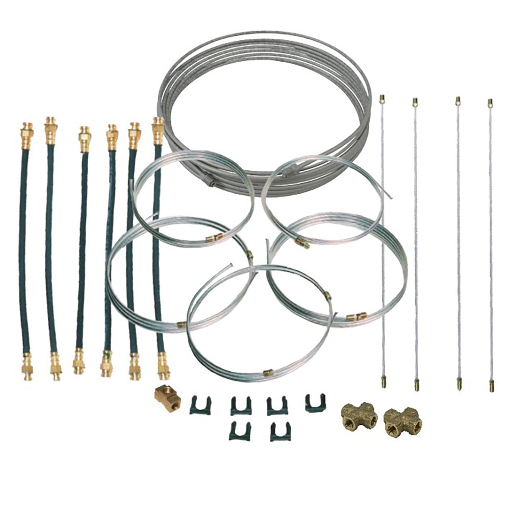Load Rite steel brake line kit for Tri-Axle trailer, featuring durable steel lines and fittings for trailer braking system.
