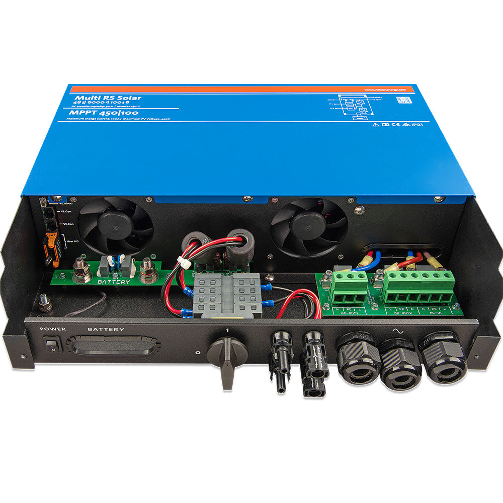 Victron Energy Multi RS Solar 48/6000 inverter/charger in a battery management system setup