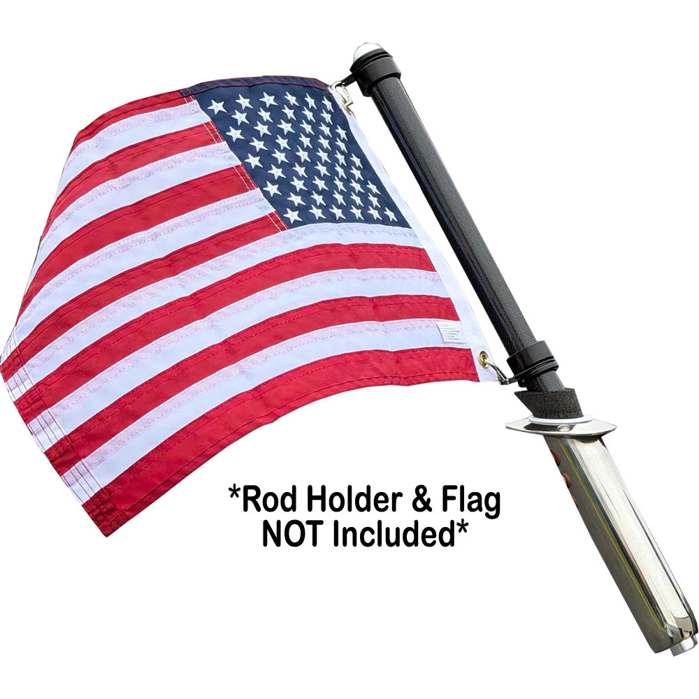 TACO Marine 26-inch carbon fiber flag pole with J-lock system, lightweight marine flagpole accessory for boats.