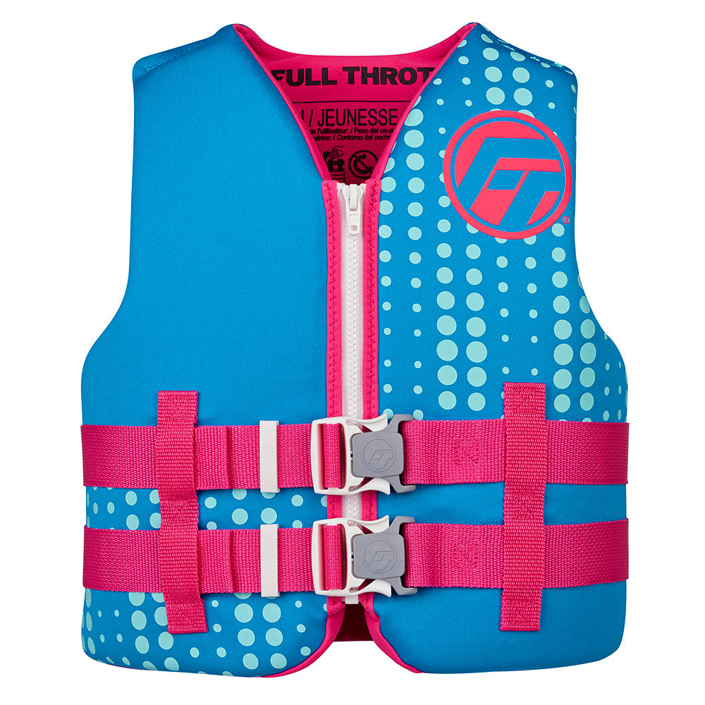 Full Throttle youth rapid-dry aqua life jacket with adjustable straps, designed for safety and comfort in water activities.