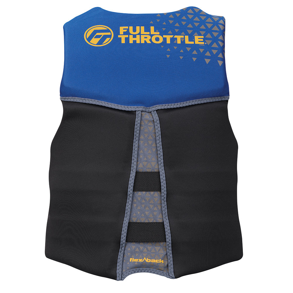 Full Throttle men's rapid-dry flex-back life vest in blue and black, size XL, designed for safety and comfort on the water.
