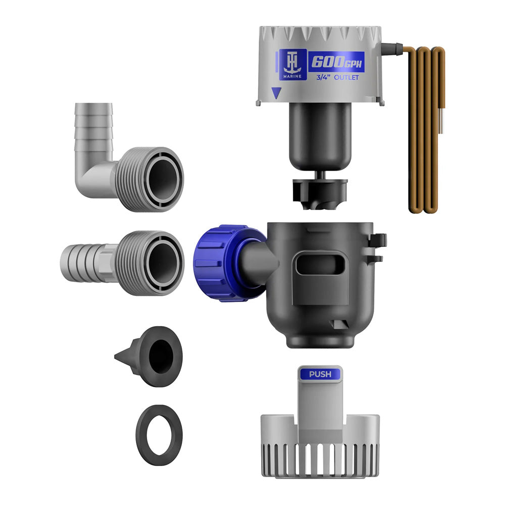 T-H Marine HYDRA Cartridge Bilge Pump 600 GPH 12V shown in image, compact marine bilge pump for boat bilge water removal.