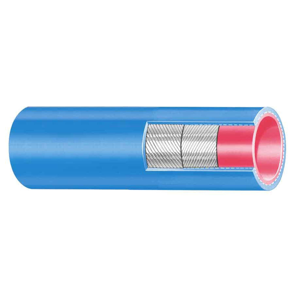 Blue Trident Marine 5/8-inch silicone rubber heater hose, 50 feet long, used for marine heating and cooling systems.