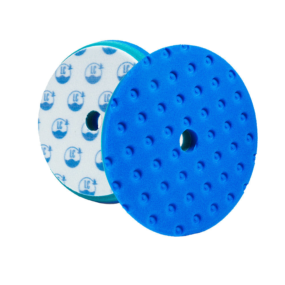 Lake Country Marine Blue Polishing Foam Pad with CCS Technology, 6.5-inch size, used for vehicle cleaning and polishing.