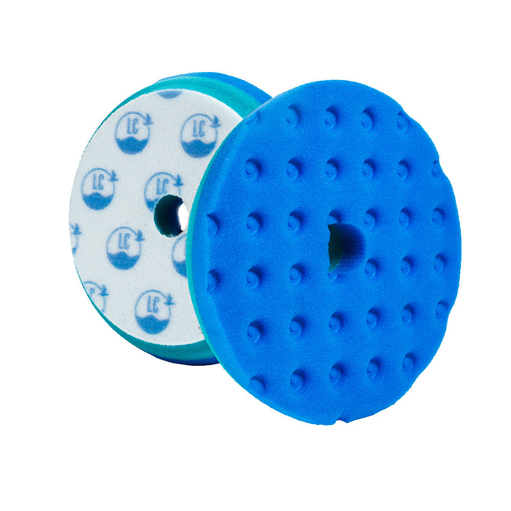 Lake Country Marine Blue Polishing Foam Pad with CCS Technology, 5.5 x 1 inch, used for cleaning and polishing vehicles.