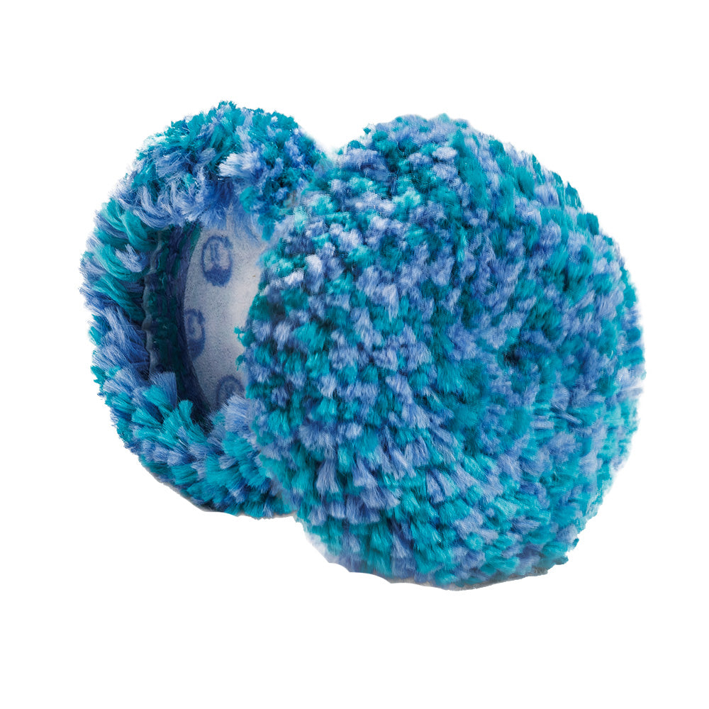 Lake Country Marine Blue/Teal medium cut wool pad for cleaning, 3-inch by 0.75-inch, ideal for polishing and detailing.
