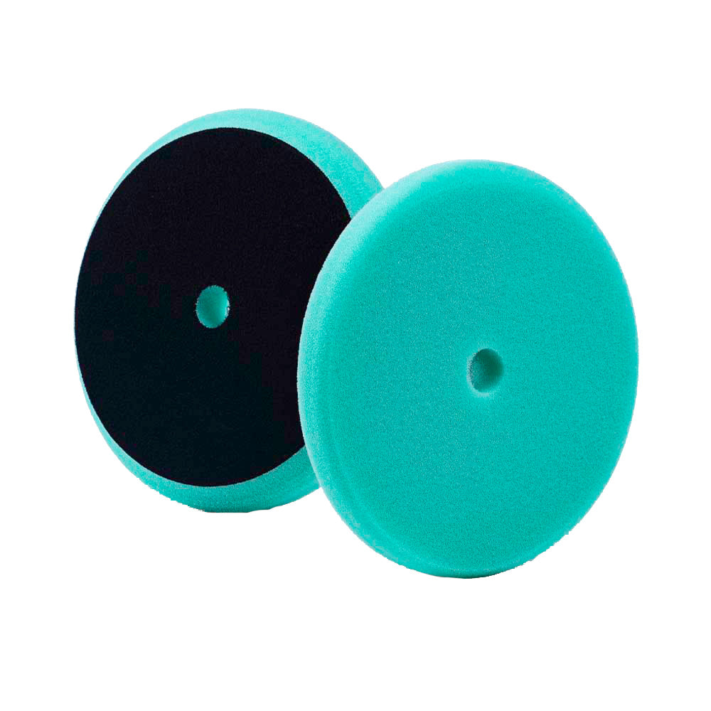 Lake Country Green Foam Heavy Polishing Pad for cleaning, 8-inch by 1.25-inch, used for polishing and detailing vehicles.