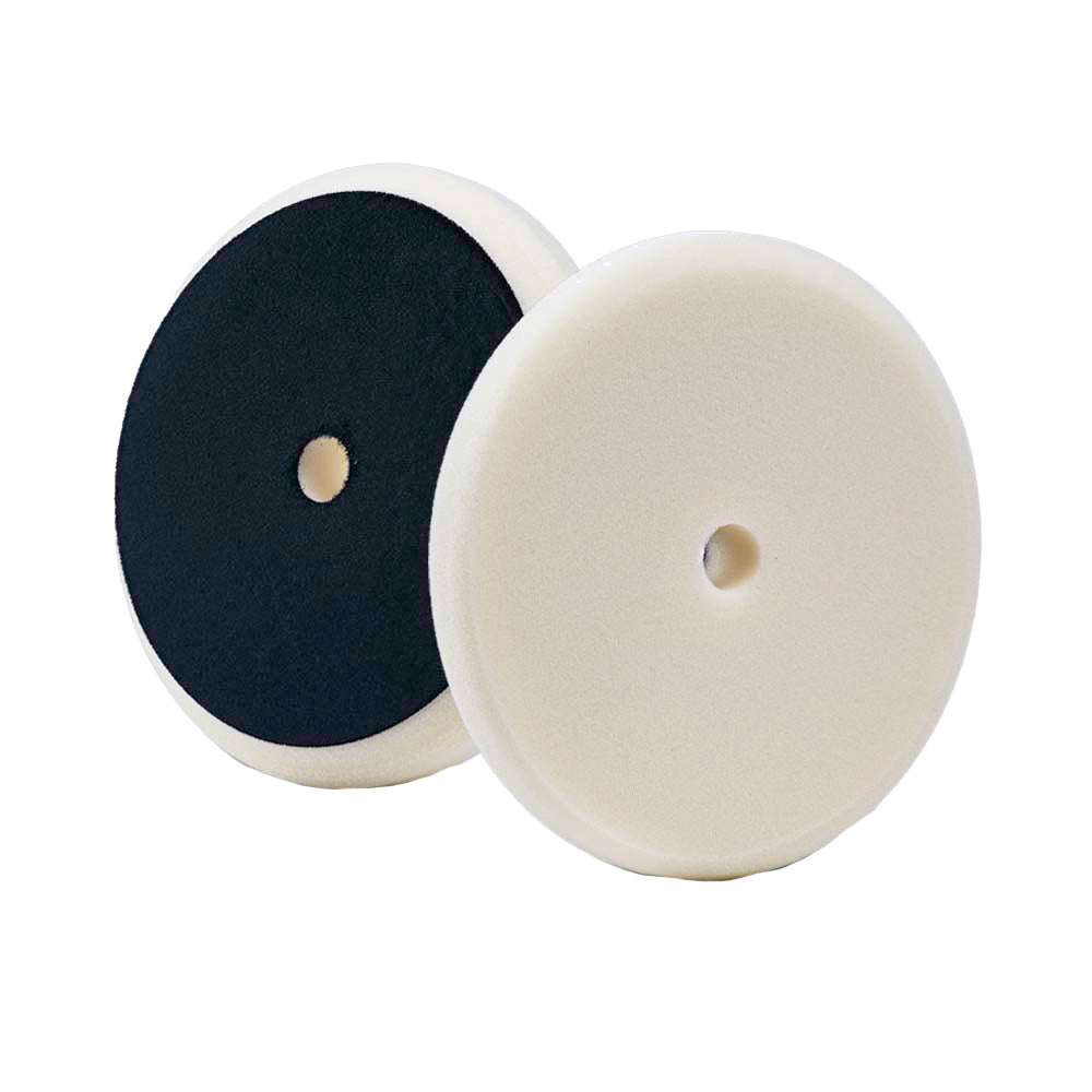 Lake Country soft white 8-inch polishing pad for cleaning and polishing surfaces in car detailing.