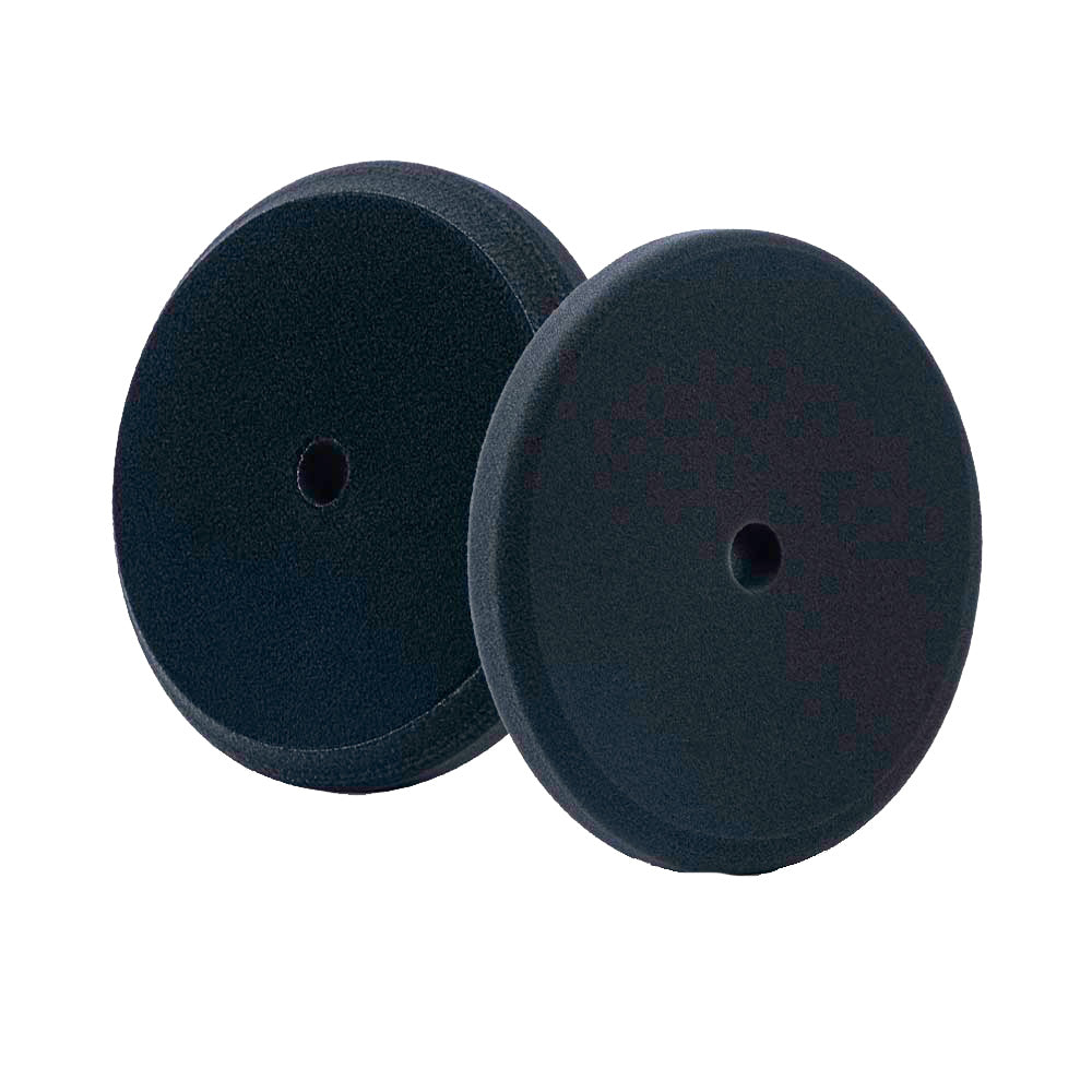 Lake Country black foam finishing pad for cleaning, 8-inch by 1.25-inch, used for polishing and detailing.