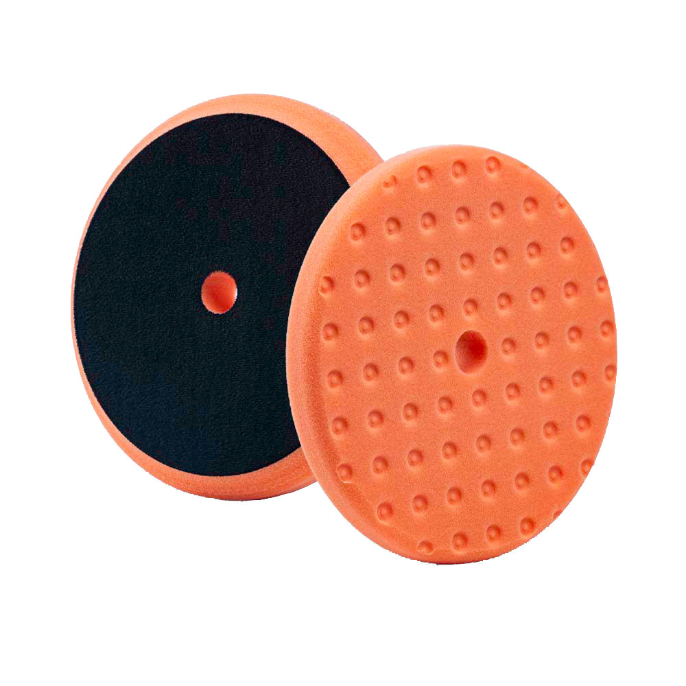 Lake Country Orange Light Cutting Pad with CCS Technology, 8-inch size, used for automotive paint cleaning and polishing.