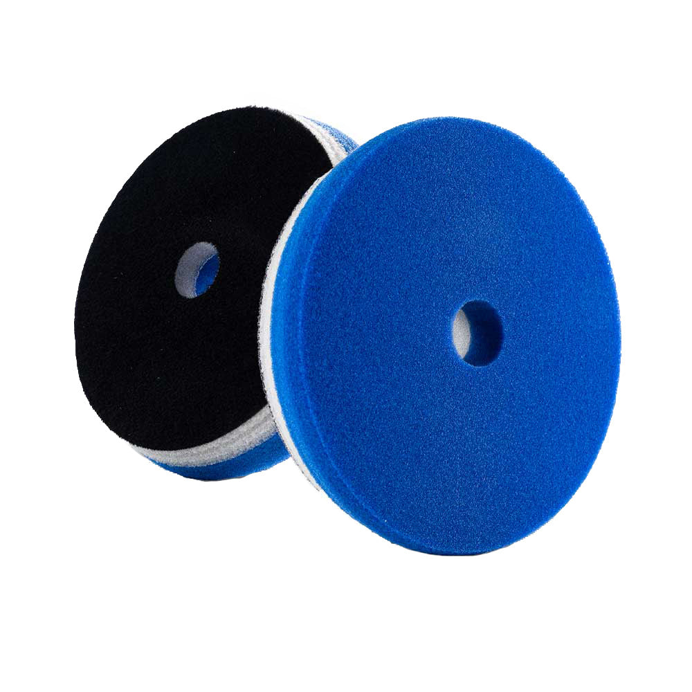 Lake Country HDO Blue Heavy Polishing Pad 5.5-inch for car cleaning, showing the blue foam surface and dimensions.