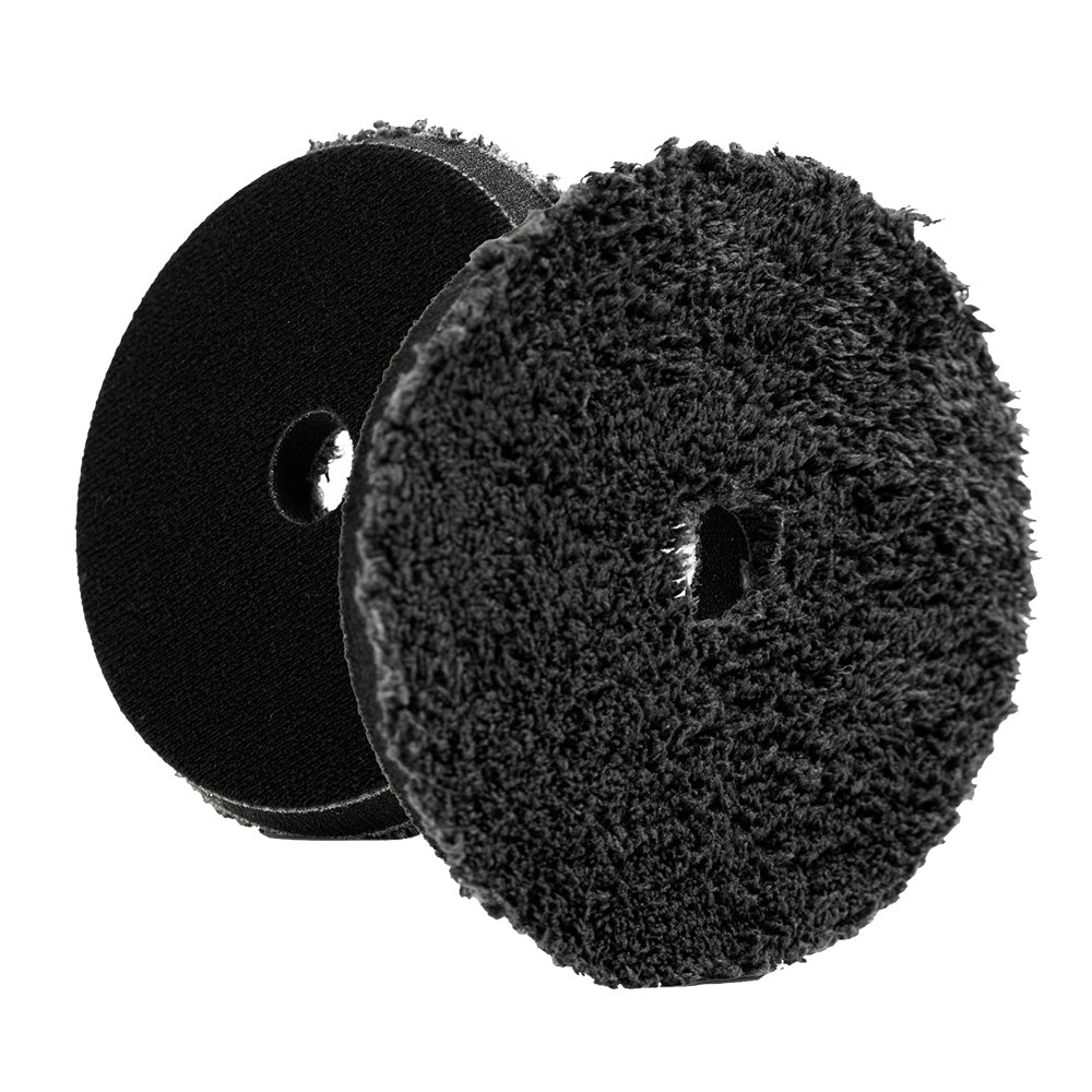 Lake Country HDO Black microfiber polishing pad, 5.5-inch cleaning pad for car detailing and polishing.
