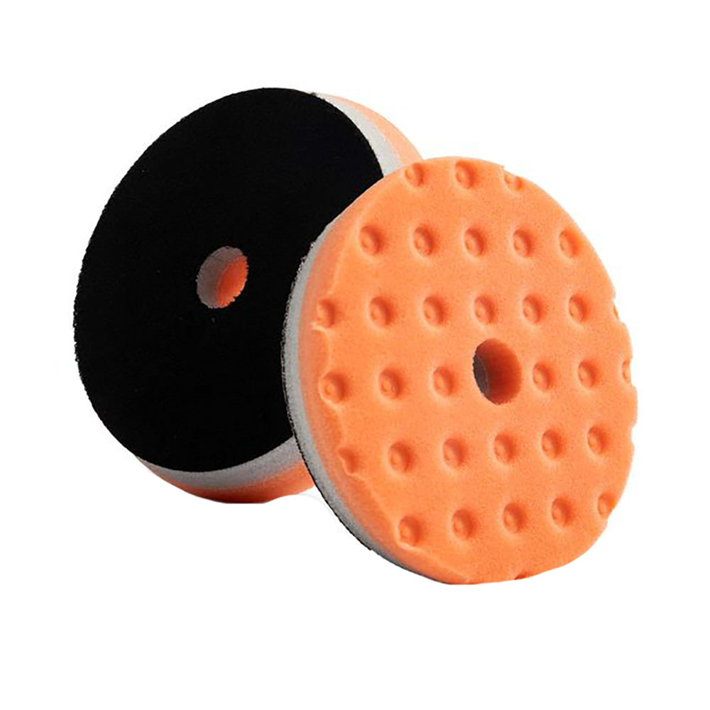 Lake Country HDO Orange polishing pad with CCS technology, 5.5-inch diameter, used for effective car cleaning and polishing.