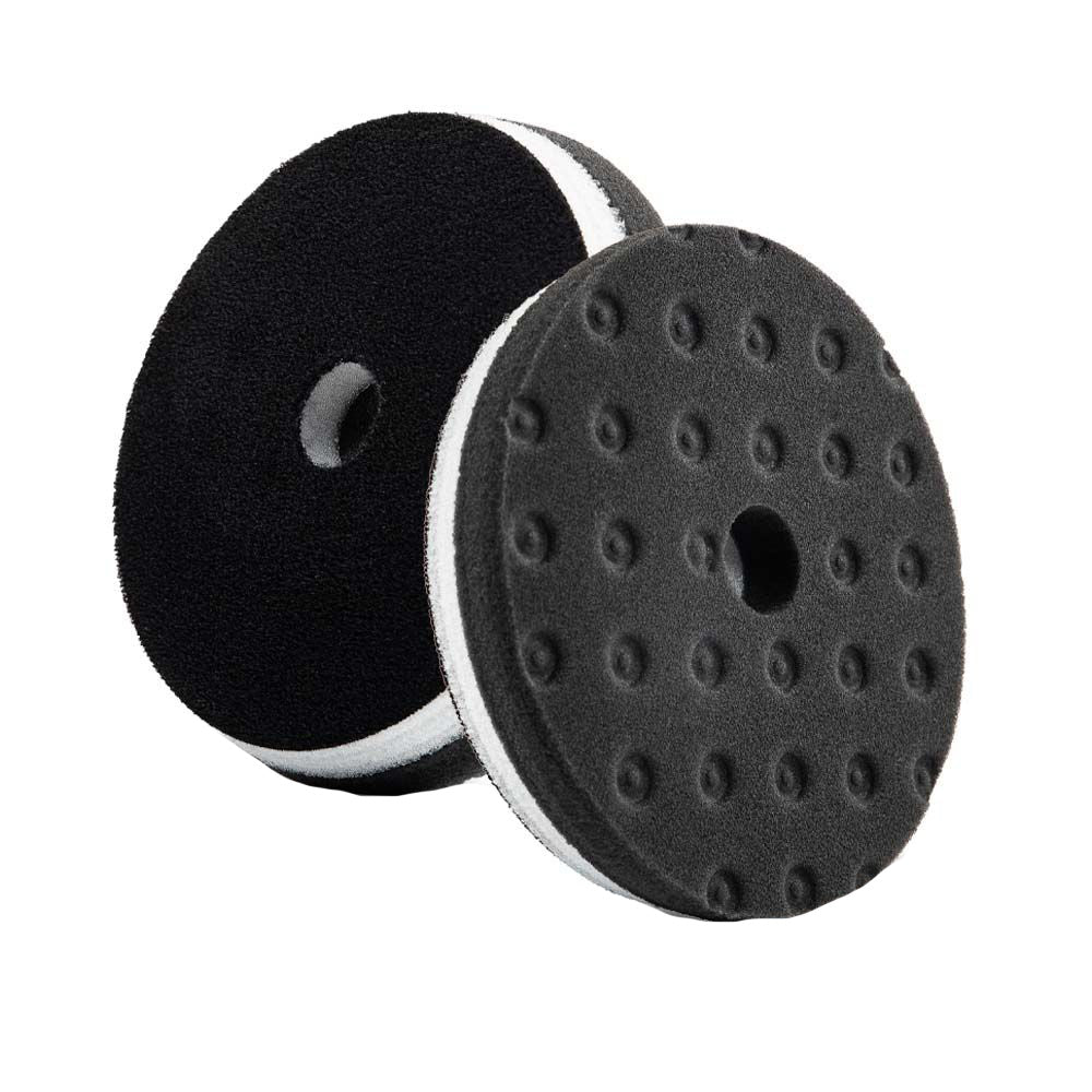 Lake Country HDO Black finishing polishing pad with CCS technology, 5.5-inch diameter, used for automotive cleaning and polishing.