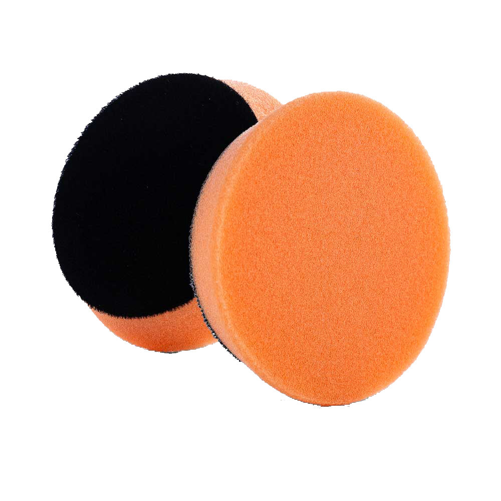 Lake Country SDO Orange Polishing Pads, 3.5-inch diameter, 7/8-inch thick, two-pack for car cleaning and polishing.