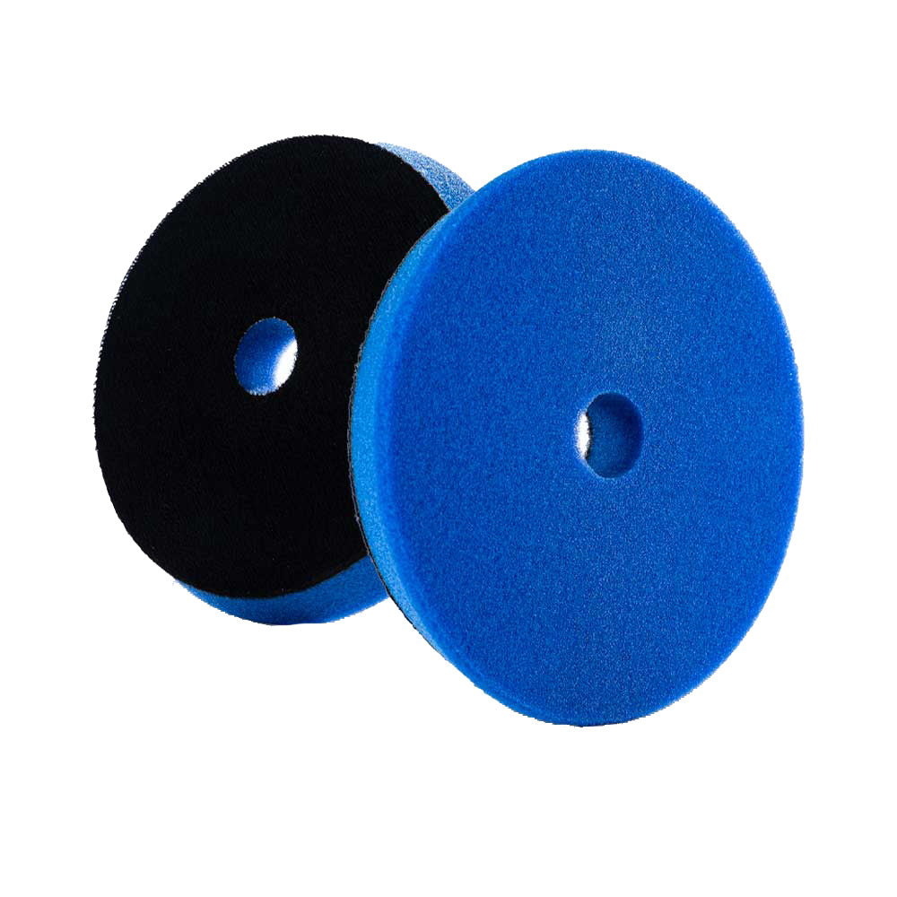 Lake Country SDO Blue Heavy Polishing Pad, 5.5-inch diameter, used for car detailing and surface polishing.