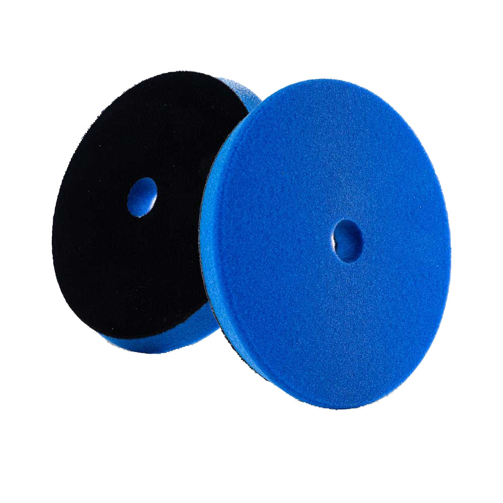 Lake Country SDO Blue Heavy Polishing Pad 6.5-inch diameter with foam surface, designed for car cleaning and polishing.