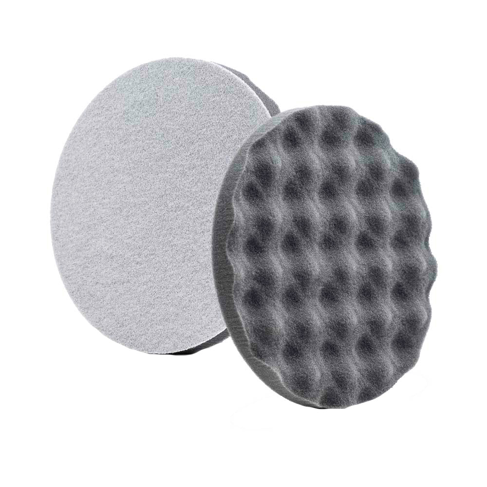 Lake Country Black Finishing Waffle Pro Pads, 8-inch cleaning pads, shown in a 2-pack for polishing and finishing tasks.