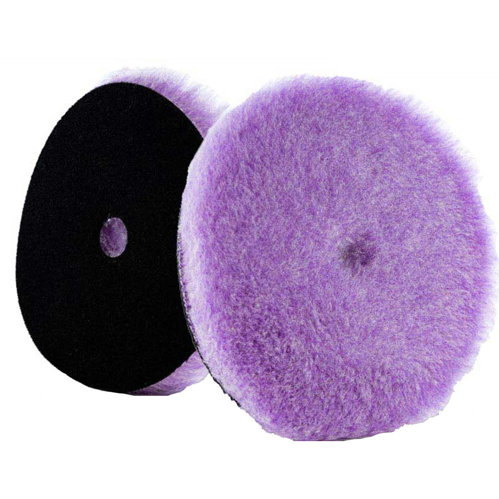Lake Country purple foamed wool buffing pad, 5.5-inch polishing pad for car detailing and cleaning.