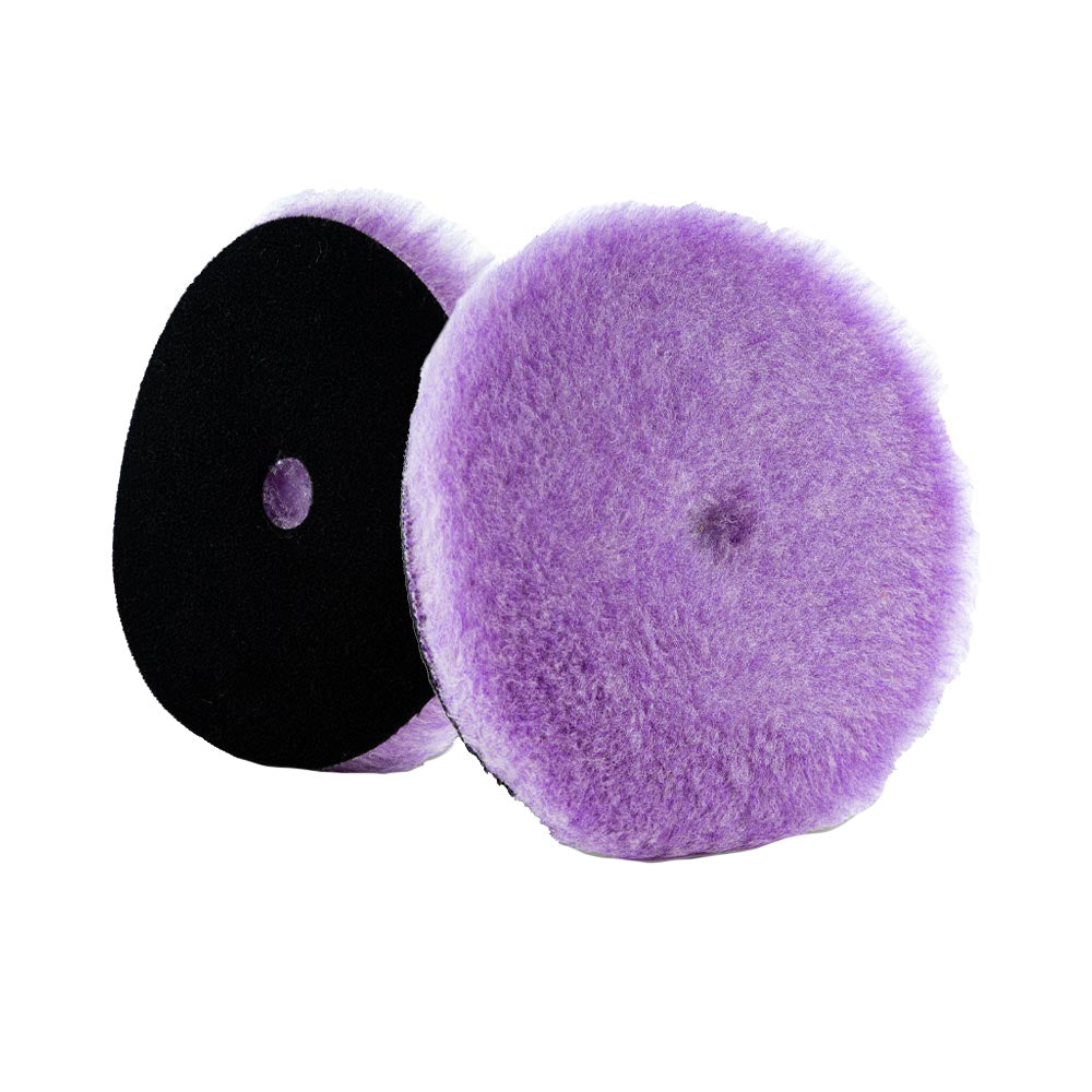 Lake Country purple foamed wool buffing pad, 6.5-inch polishing pad for car cleaning and detailing, durable and high-quality.