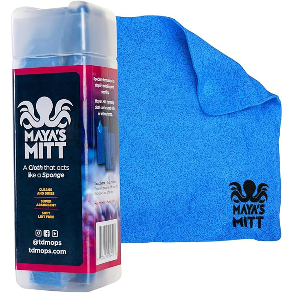 TD Mop Maya's Mitt detailing sponge cloth, 13x20 inches, used for cleaning and scrubbing surfaces effectively.