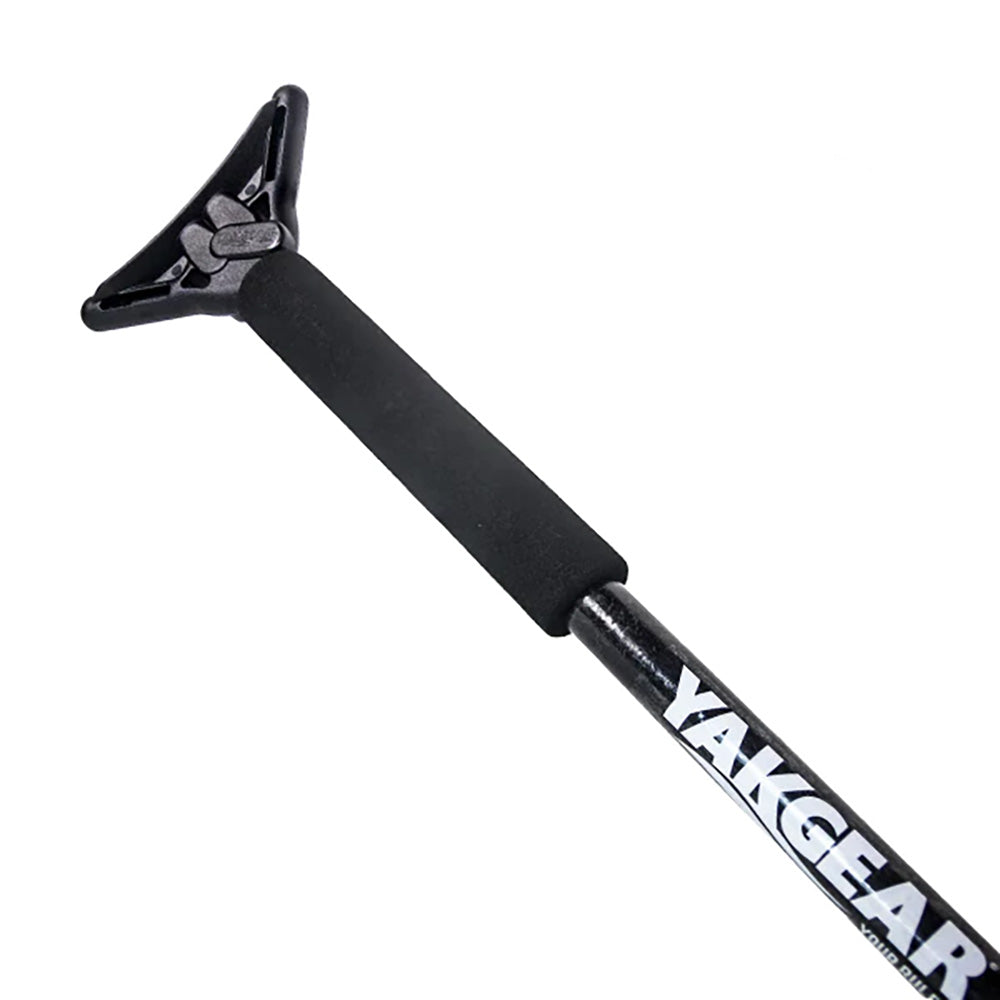 YakGear YakStick 6.5' black floating stake-out anchor stick with mudfoot for secure kayak anchoring and stability.