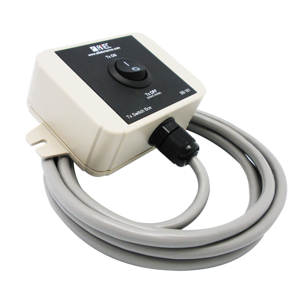 AMEC SB-181 TX switch box accessory with multiple ports and switches for electrical control, shown in a close-up view.