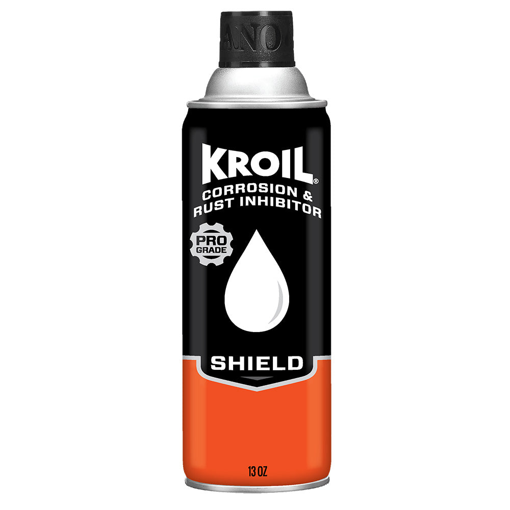 Kroil Shield corrosion and rust inhibitor aerosol spray in 13oz can, designed for cleaning and protection of metal surfaces.