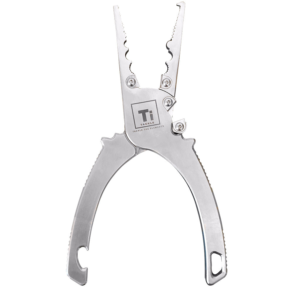 Ti-Tackle Titanium Fishing Pliers 7.5-inch offshore multi-tool for fishing, shown with ergonomic grip and stainless steel construction.