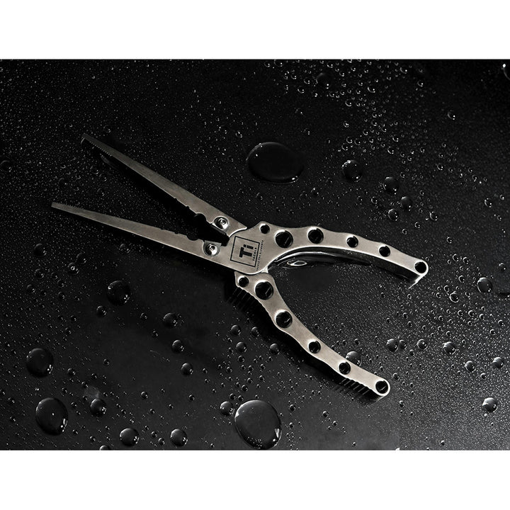 Ti-Tackle Titanium Fishing Pliers Inshore, durable fishing tools with ergonomic handles, designed for inshore fishing tasks.