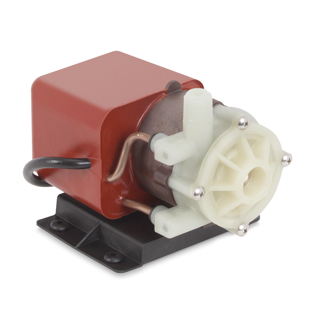 Dometic marine sanitation submersible pump with 115V power, 500GPH flow rate, shown submerged in water.