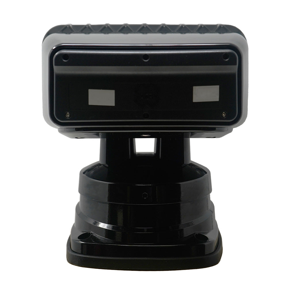 ACR RCL-200 black wireless LED searchlight with wired point pad and handheld remote for outdoor illumination.