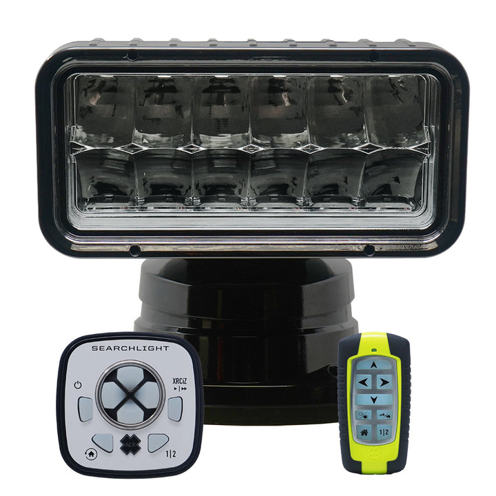 ACR RCL-200 black wireless LED searchlight with remote control and wired point pad, used for tactical or outdoor illumination.