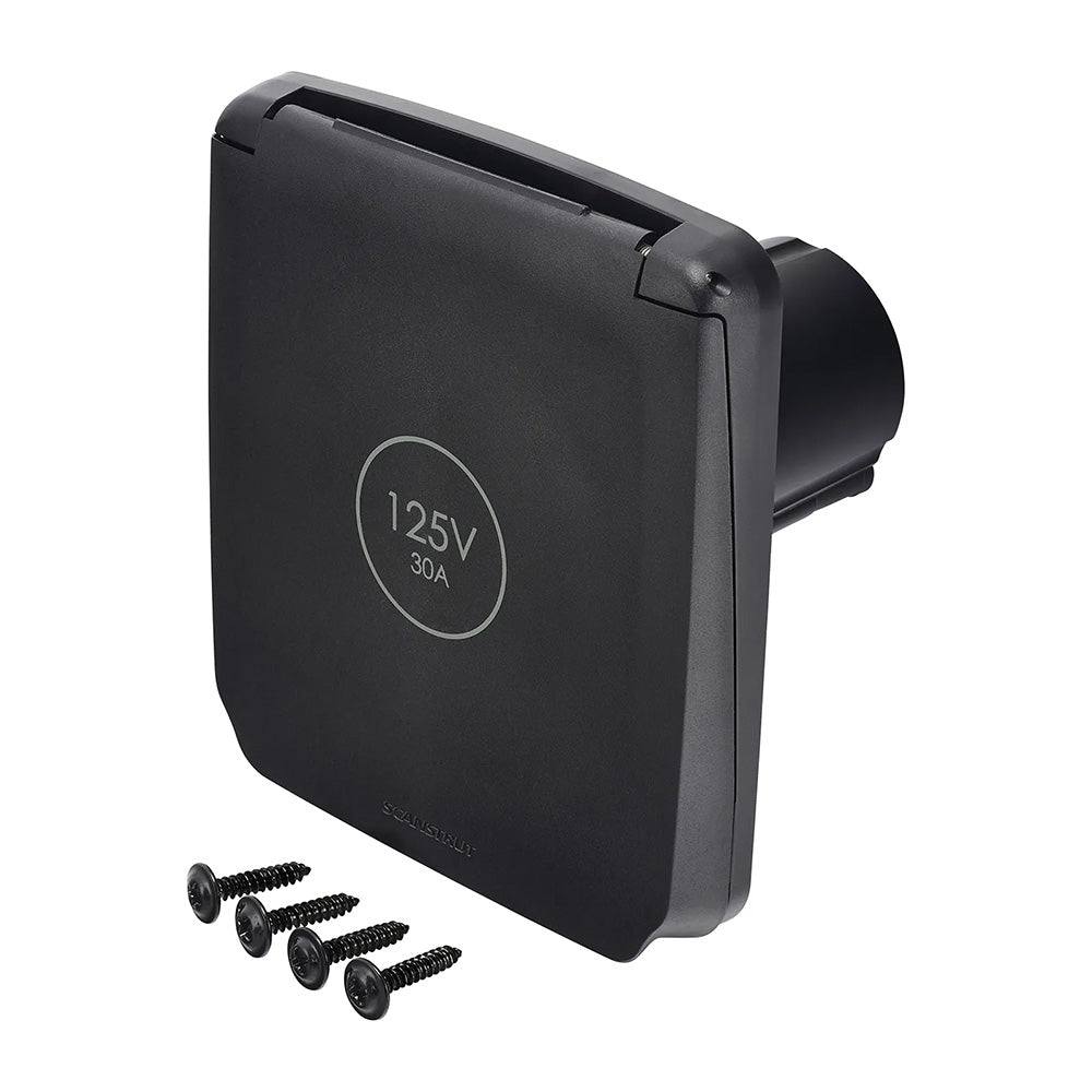 Scanstrut Roam Series 125V 30A AC power inlet accessory with durable marine-grade design and secure connection for boat electronics.