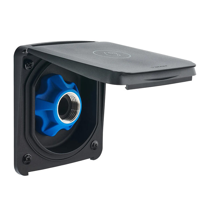 Scanstrut Roam Series City Water Inlet deck fill fitting with connection port, designed for marine water supply systems.