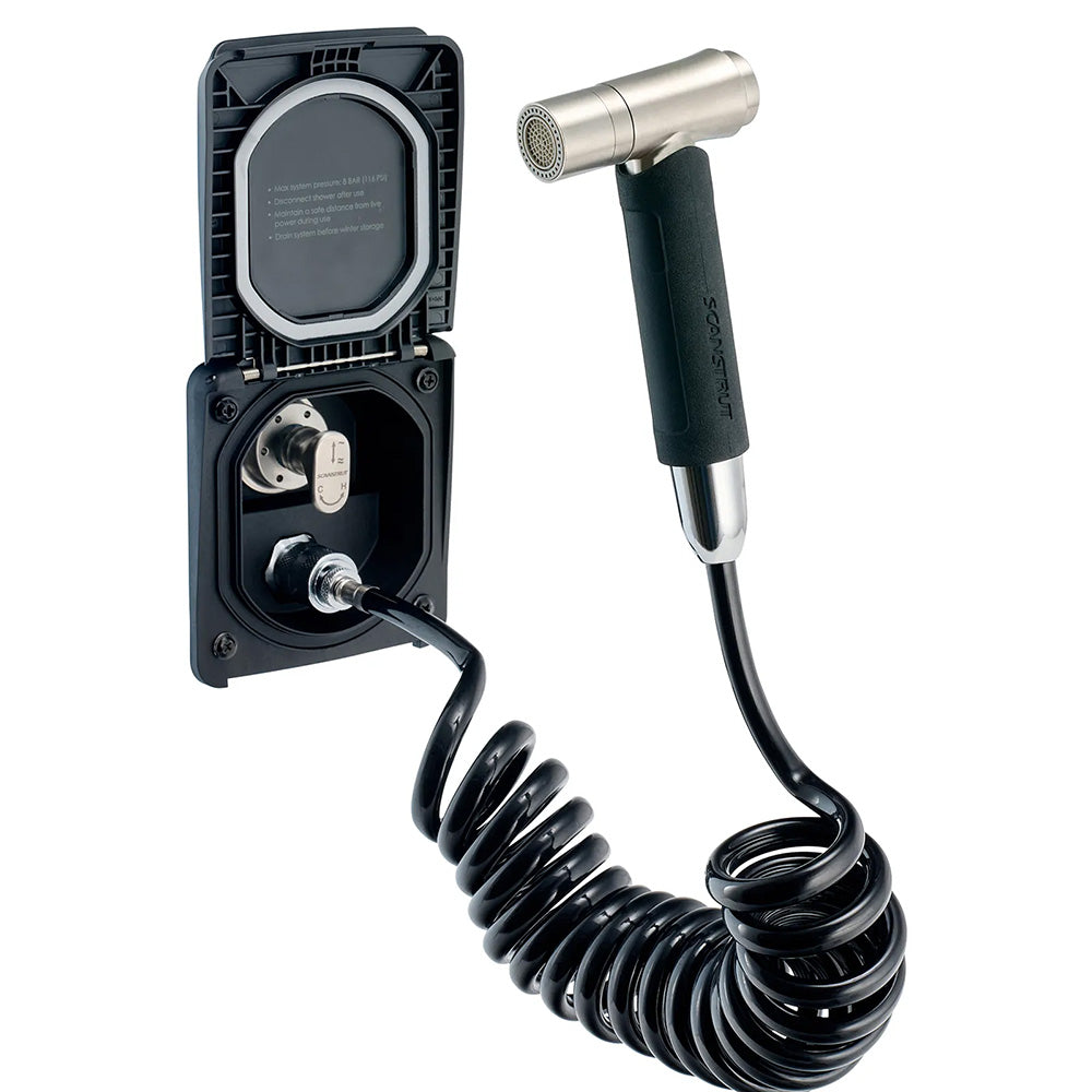 Scanstrut Roam Series quick connect hot and cold water outlet accessory with visible fittings and connection points.