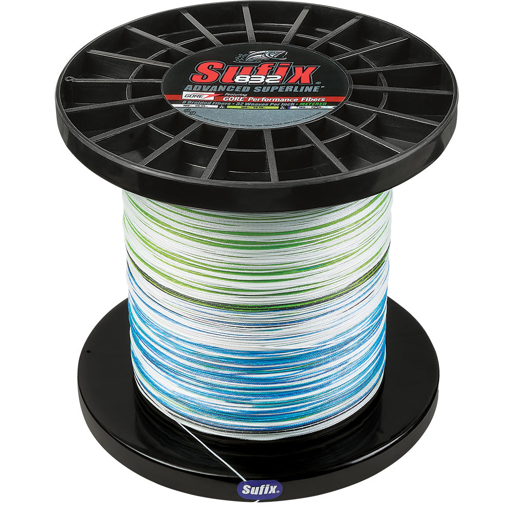 Sufix 832 Advanced Superline Bulk Metered 3000yds, 100lb, White - Neon Lime - Blue