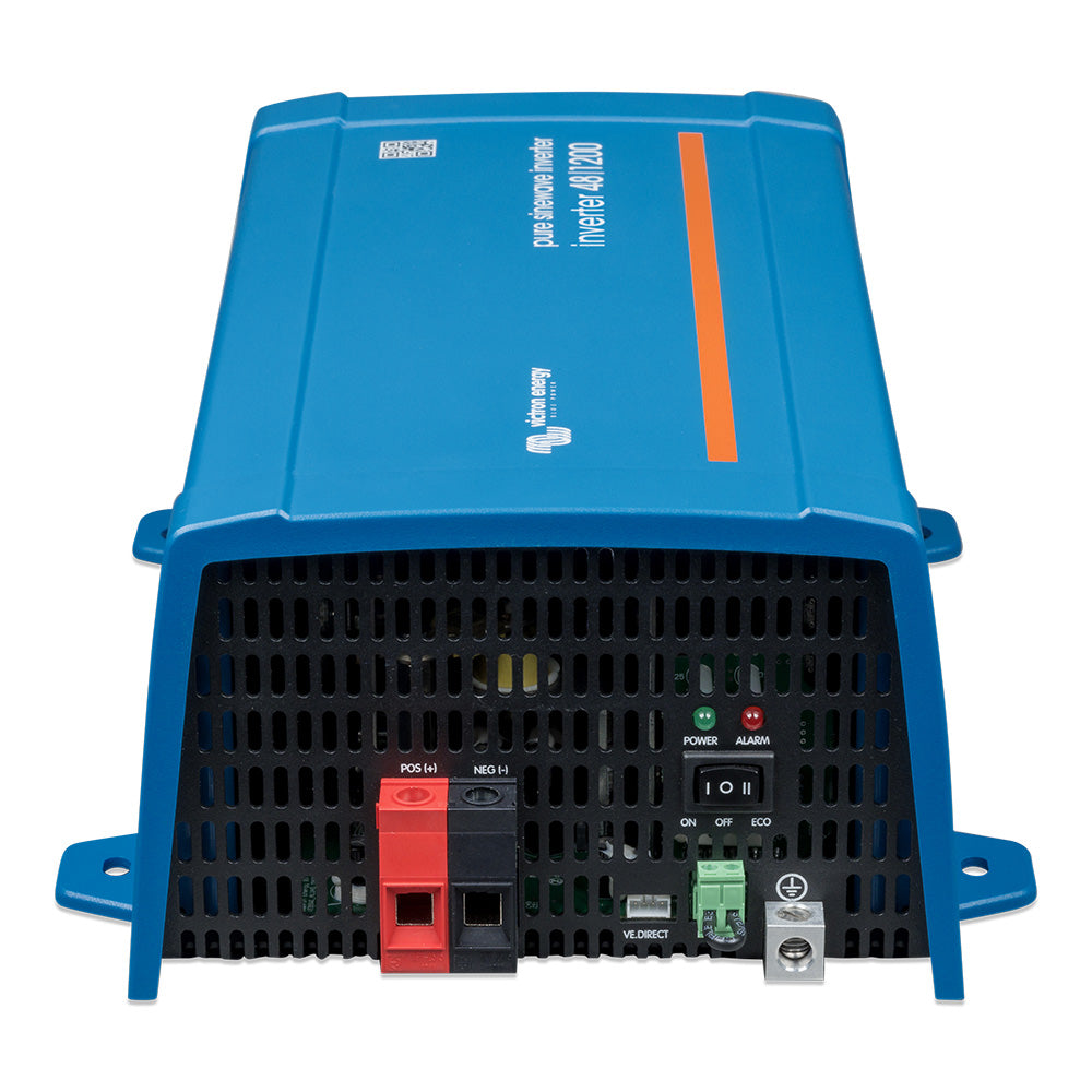 Victron Energy 48/1200 inverter with NEMA GFCI UL 458, showing the device's front panel with power and connection ports.