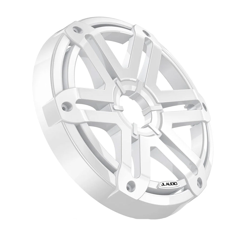 White JL Audio M200 10-inch sport single subwoofer grille, designed as an accessory for vehicle audio systems.