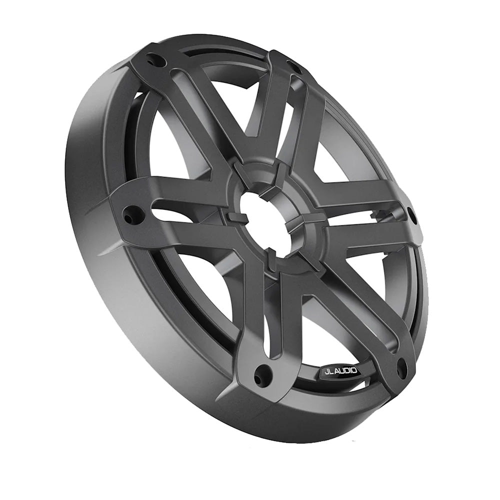 Grey JL Audio M200 10-inch sport single subwoofer grille, accessory for car audio system, protects and enhances subwoofer appearance.
