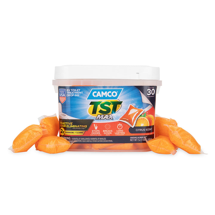Camco TST MAX Marine/RV Toilet Treatment Drop-INs *30 Per Bucket