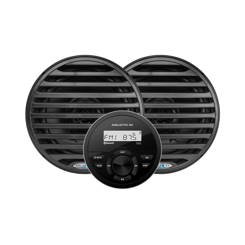 Aquatic AV GS2 Gauge Stereo with pair of EC652 6.5-inch black speakers