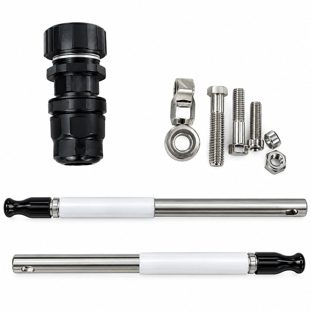 Uflex USA UC95 steering system hardware pack with mounting components on a white background