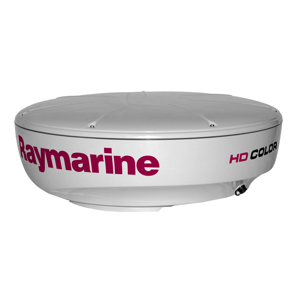 Raymarine RD424HD 4kw 24-inch HD digital radome showing sleek white weather-resistant housing for marine radar systems