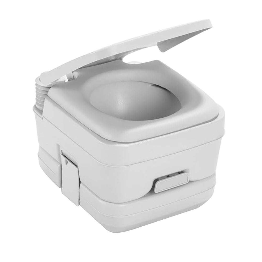Dometic 964 MSD portable toilet in platinum with mounting brackets, 2.5-gallon capacity, ideal for RV or camping use