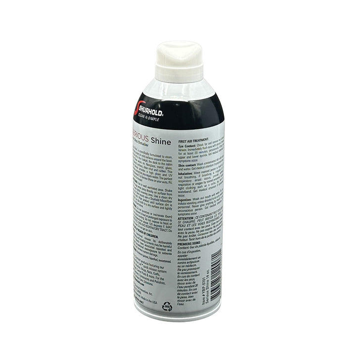 Shurhold Serious Shine Quick Detailer spray bottle for car cleaning and shine, 14oz, with a spray nozzle and clear label.