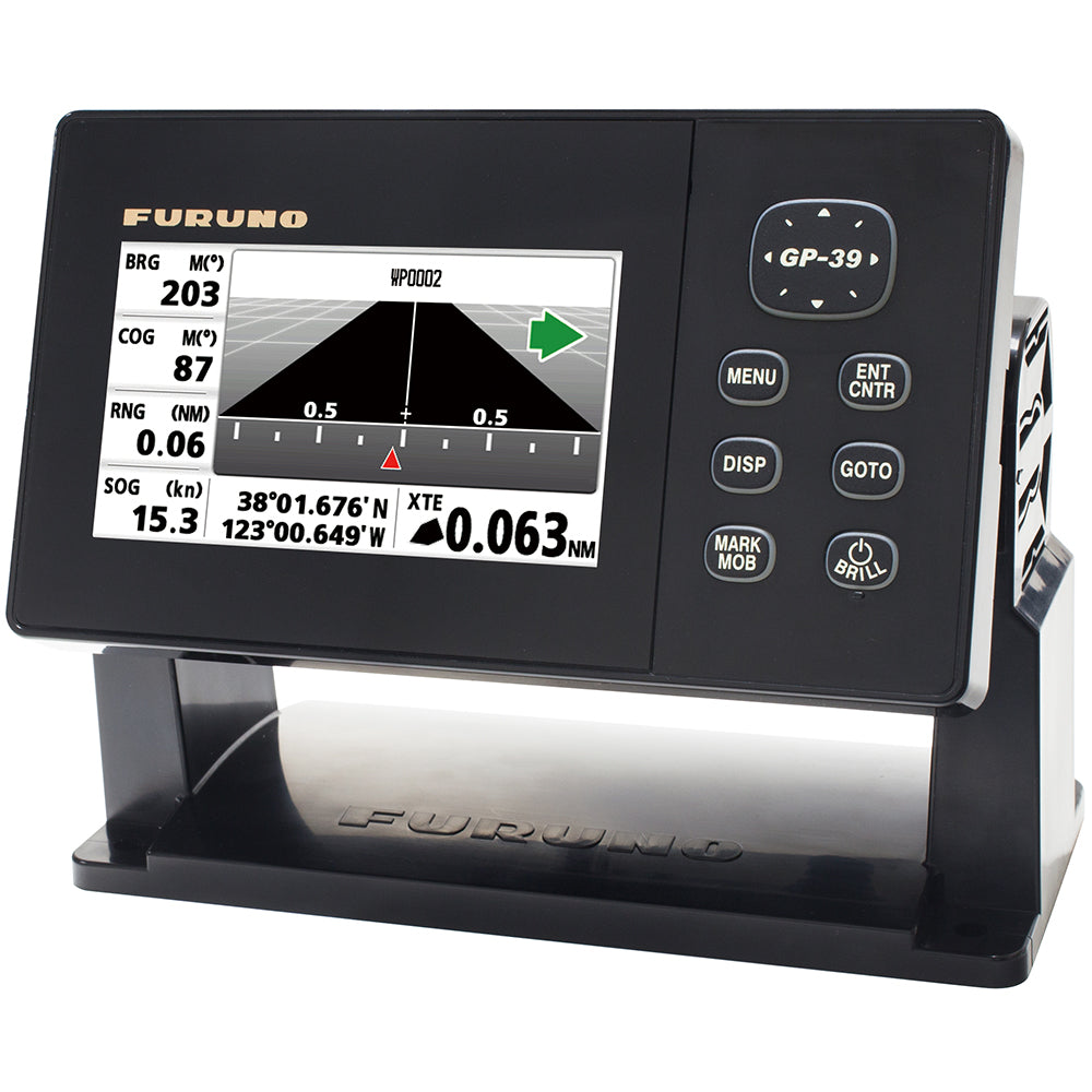 Furuno GP39 GPS/WAAS navigator with 4.2-inch color LCD display, marine track plotter for navigation and waypoint plotting.