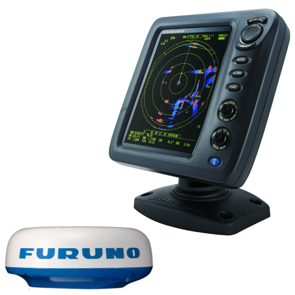 Furuno 1815 8.4-inch color LCD radar display with 19-inch screen and 4kW power, showing radar interface on a boat.