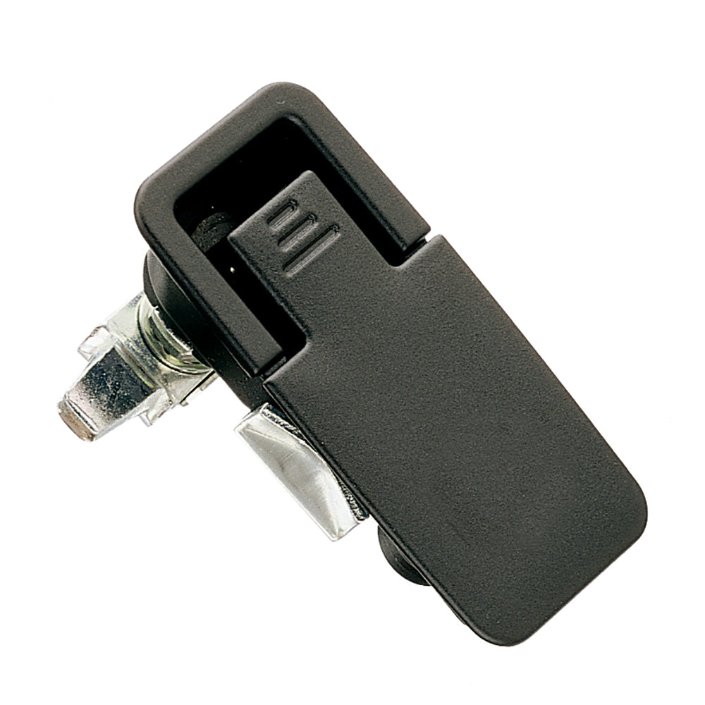 Southco compression latch with lift and turn handle, flush-mounted, adjustable for secure closure and easy access.