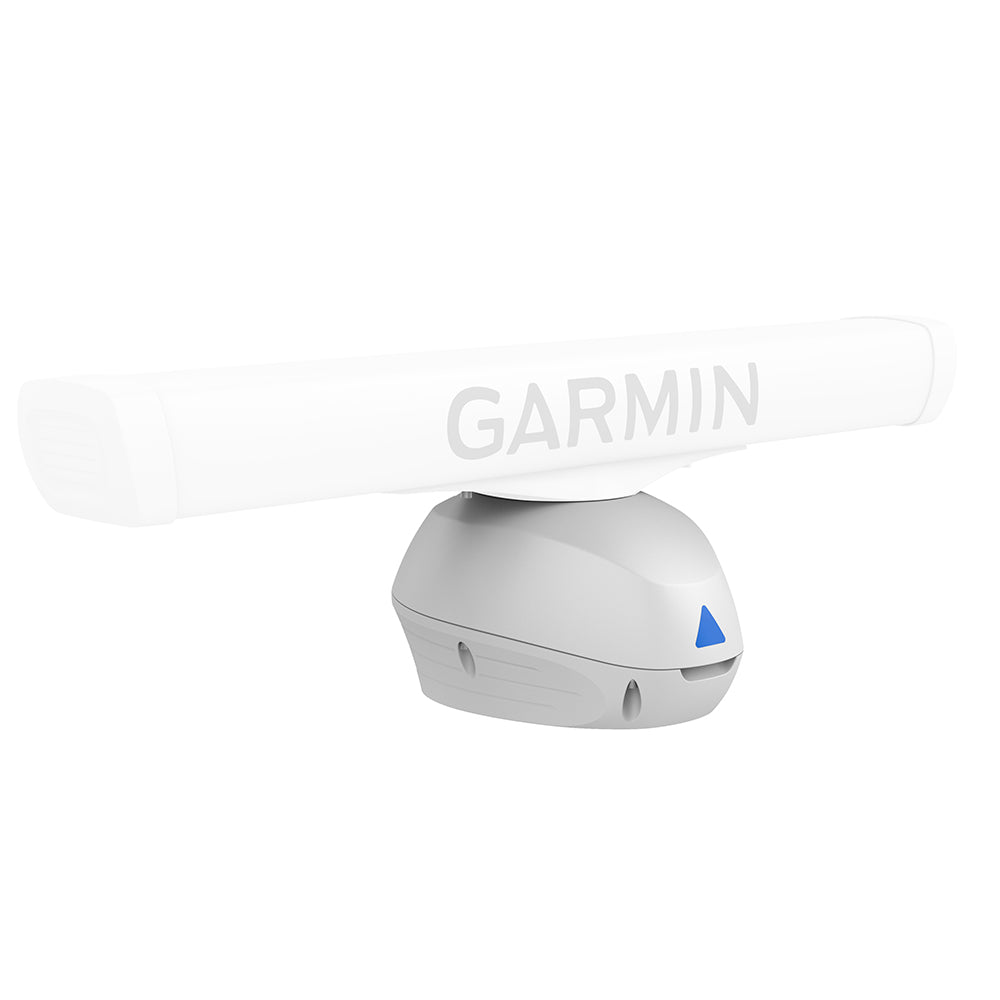 Garmin GMR Fantom 12X radar antenna mounted on a pedestal, marine navigation radar device for boats and ships.